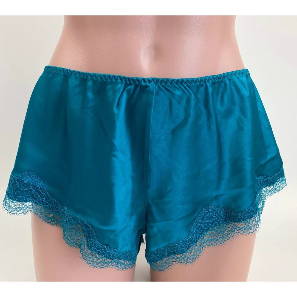 Victoria's Secret Women's Green Satin Sleep Shorts/Boxers with Lace - Size S NWT